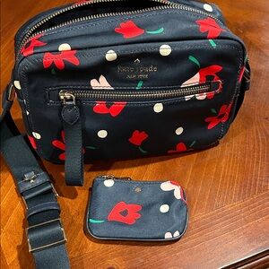 Kate Spade Navy and Red Floral Crossbody Bag